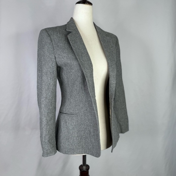 Vintage grey wool blazer slim fit tailored single button union made in USA XS - Picture 3 of 13